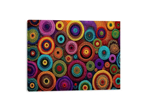 Colorful abstract dot pattern circles wall art, modern geometric canvas decor for homes in New York, London, Dubai interiors