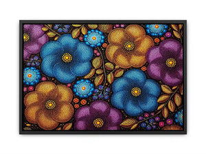 Colorful abstract floral dot pattern wall art, modern bold canvas decor for homes in New York, London, Dubai interiors