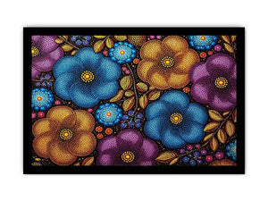 Colorful abstract floral dot pattern wall art, modern bold canvas decor for homes in New York, London, Dubai interiors