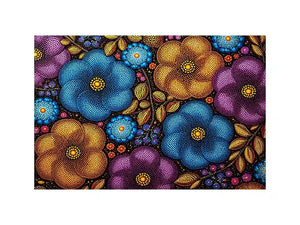 Colorful abstract floral dot pattern wall art, modern bold canvas decor for homes in New York, London, Dubai interiors