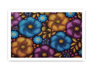 Colorful abstract floral dot pattern wall art, modern bold canvas decor for homes in New York, London, Dubai interiors