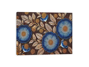 Blue floral dot pattern botanical wall art, modern elegant decor for homes in Paris, London, New York interiors