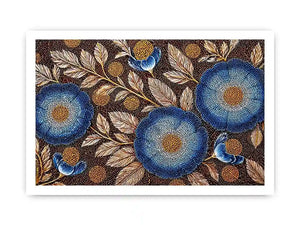 Blue floral dot pattern botanical wall art, modern elegant decor for homes in Paris, London, New York interiors