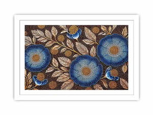 Blue floral dot pattern botanical wall art, modern elegant decor for homes in Paris, London, New York interiors