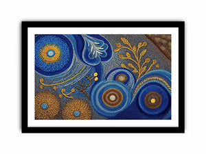 Blue and gold abstract dot pattern wall art, luxury modern decor for homes in New York, London, Dubai interiors