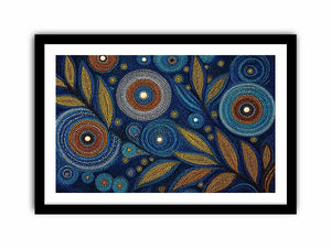 abstract blue gold dot painting, luxury botanical dot wall art, modern geometric dot canvas art, blue gold textured abstract artwork