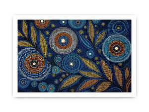 abstract blue gold dot painting, luxury botanical dot wall art, modern geometric dot canvas art, blue gold textured abstract artwork