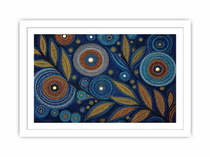 abstract blue gold dot painting, luxury botanical dot wall art, modern geometric dot canvas art, blue gold textured abstract artwork