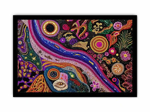 colorful abstract dot galaxy painting, vibrant cosmic dot wall art, modern abstract colorful canvas art, galaxy inspired dot artwork