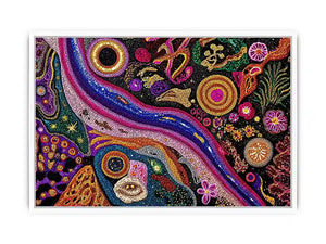 colorful abstract dot galaxy painting, vibrant cosmic dot wall art, modern abstract colorful canvas art, galaxy inspired dot artwork
