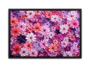 Abstract pink and purple floral blossoms textured painting pattern soft pastel flower wall art