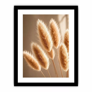 Minimal pampas grass in warm neutral tones soft beige botanical wall art photography