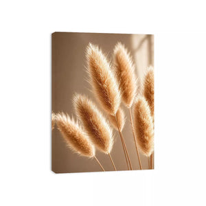Minimal pampas grass in warm neutral tones soft beige botanical wall art photography