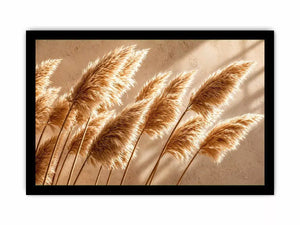 Warm neutral pampas grass wall art soft beige botanical photography minimal decor