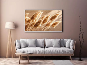 Warm neutral pampas grass wall art soft beige botanical photography minimal decor