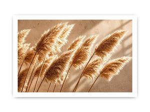Warm neutral pampas grass wall art soft beige botanical photography minimal decor