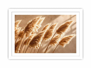 Warm neutral pampas grass wall art soft beige botanical photography minimal decor