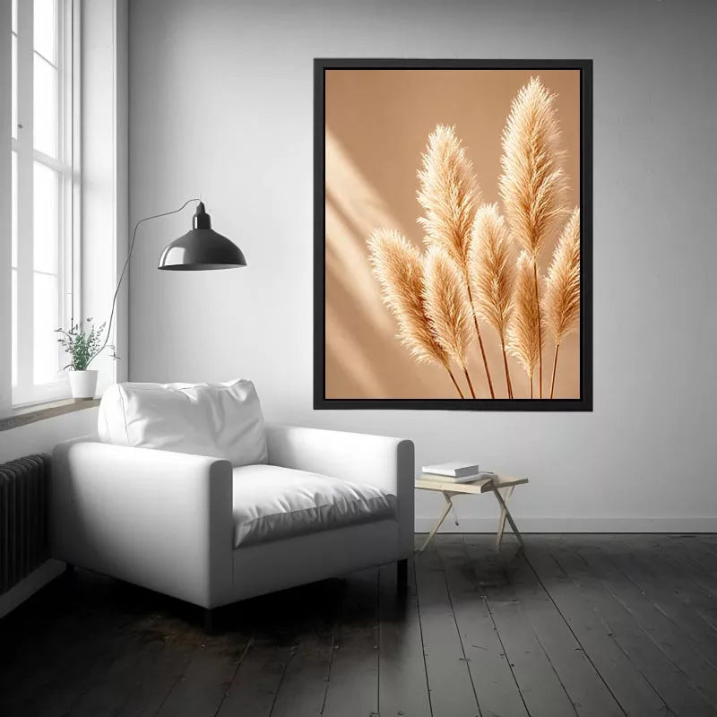 Minimal beige pampas grass wall art soft neutral botanical photography aesthetic decor
