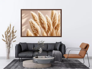 Soft beige pampas grass wall art airy minimal botanical photography neutral decor