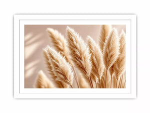 Soft beige pampas grass wall art airy minimal botanical photography neutral decor