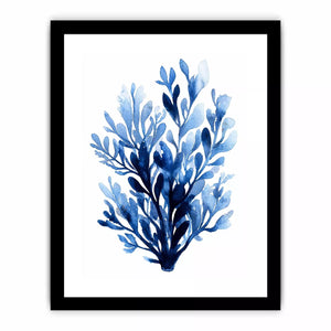 Blue watercolor botanical leaves abstract minimal wall art elegant indigo plant illustration