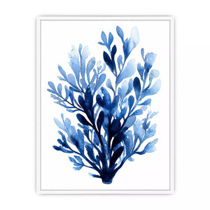 Blue watercolor botanical leaves abstract minimal wall art elegant indigo plant illustration