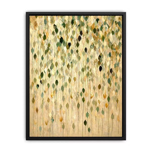 abstract leaf wall art neutral tones, botanical drip painting modern canvas, sage green beige abstract artwork, minimalist nature wall decor