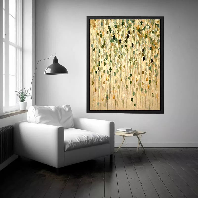 abstract leaf wall art neutral tones, botanical drip painting modern canvas, sage green beige abstract artwork, minimalist nature wall decor