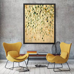abstract leaf wall art neutral tones, botanical drip painting modern canvas, sage green beige abstract artwork, minimalist nature wall decor