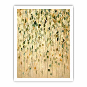 abstract leaf wall art neutral tones, botanical drip painting modern canvas, sage green beige abstract artwork, minimalist nature wall decor