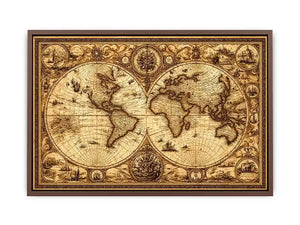 vintage antique world map canvas wall art sepia old map detailed global decor