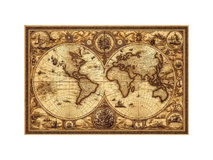 vintage antique world map canvas wall art sepia old map detailed global decor