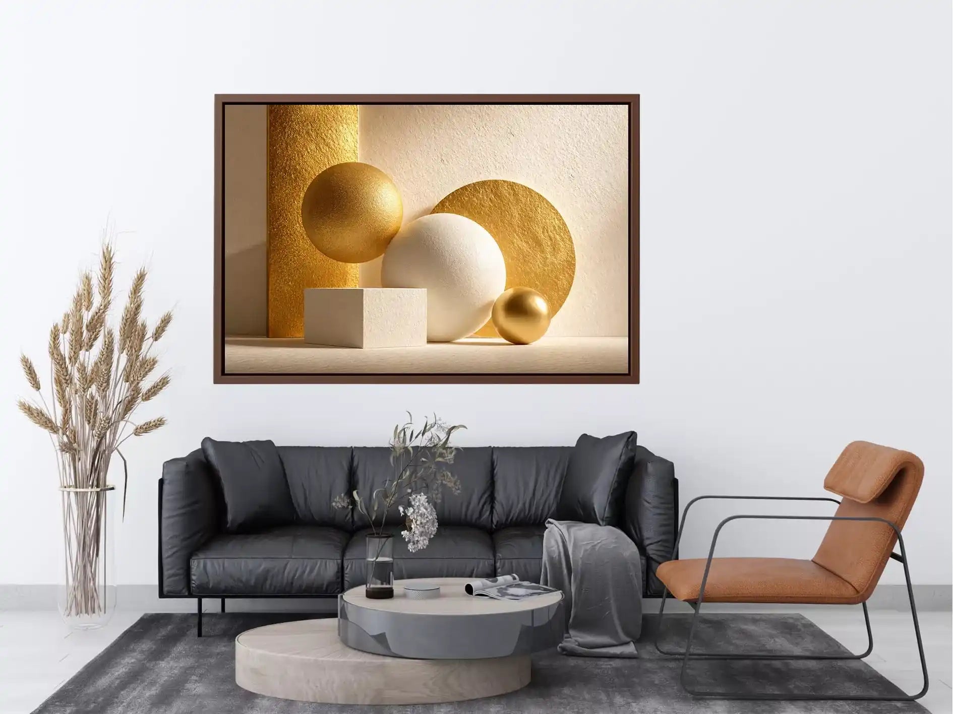 minimal gold geometric abstract wall art luxury neutral modern canvas shapes
