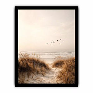minimal coastal birds beach dunes neutral wall art calm ocean canvas decor