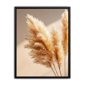 warm minimal pampas grass neutral wall art soft beige botanical canvas