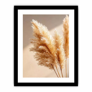 warm minimal pampas grass neutral wall art soft beige botanical canvas