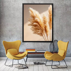 warm minimal pampas grass neutral wall art soft beige botanical canvas