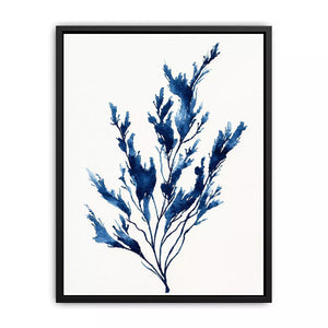 minimal blue botanical watercolor leaf modern neutral wall art canvas