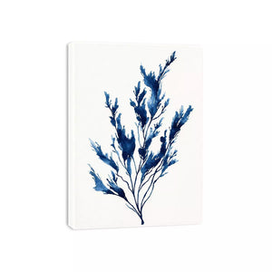 minimal blue botanical watercolor leaf modern neutral wall art canvas