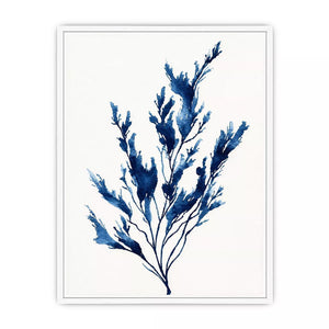 minimal blue botanical watercolor leaf modern neutral wall art canvas
