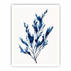 minimal blue botanical watercolor leaf modern neutral wall art canvas