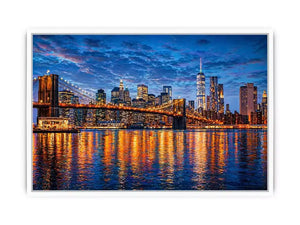 brooklyn bridge skyline night reflection wall art modern city canvas