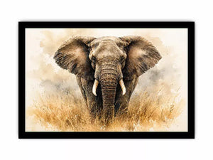 minimal elephant watercolor wildlife wall art neutral safari canvas