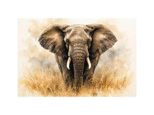 minimal elephant watercolor wildlife wall art neutral safari canvas