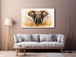 minimal elephant watercolor wildlife wall art neutral safari canvas