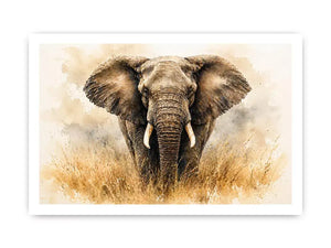 minimal elephant watercolor wildlife wall art neutral safari canvas