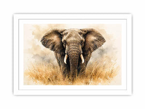 minimal elephant watercolor wildlife wall art neutral safari canvas