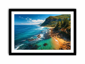 coastal cliff ocean beach landscape wall art blue sea canvas