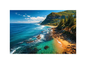 coastal cliff ocean beach landscape wall art blue sea canvas