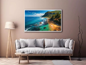 coastal cliff ocean beach landscape wall art blue sea canvas